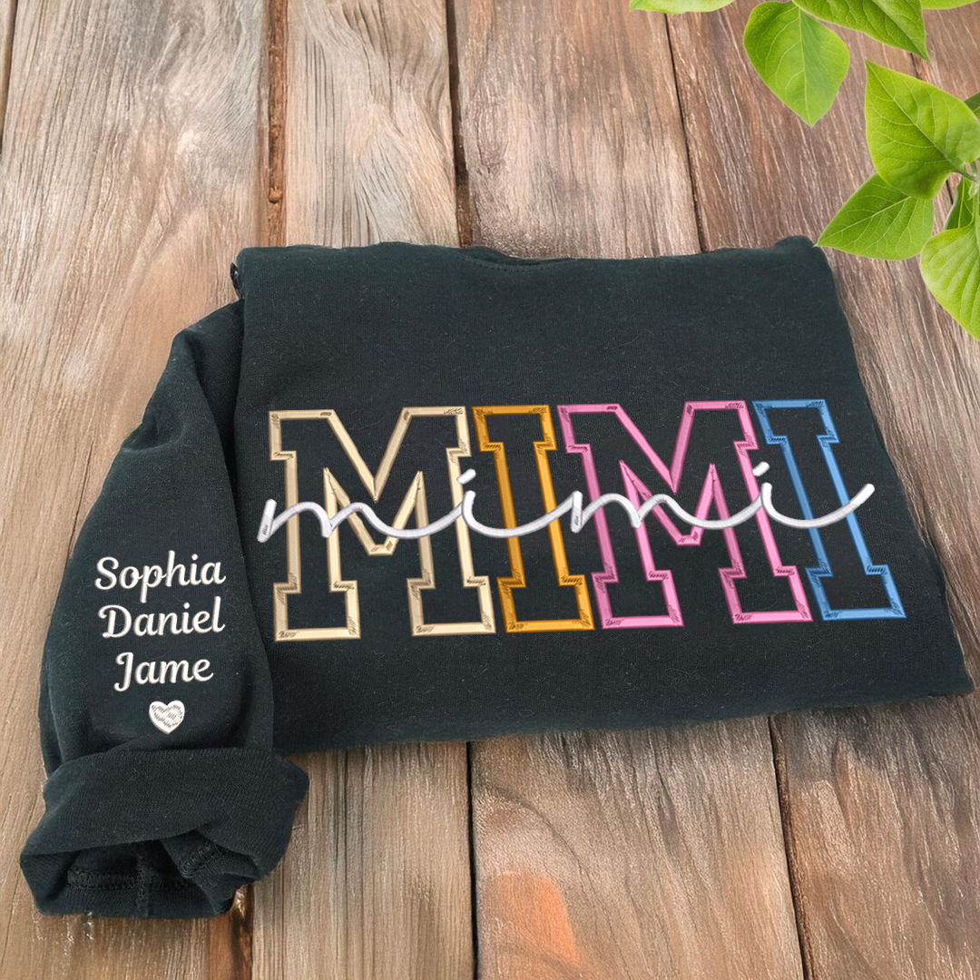 Nana Color Embroidery Nana and Grandkids Personalized Sweatshirt