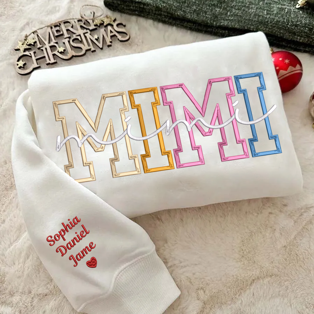 Nana Color Embroidery Nana and Grandkids Personalized Sweatshirt