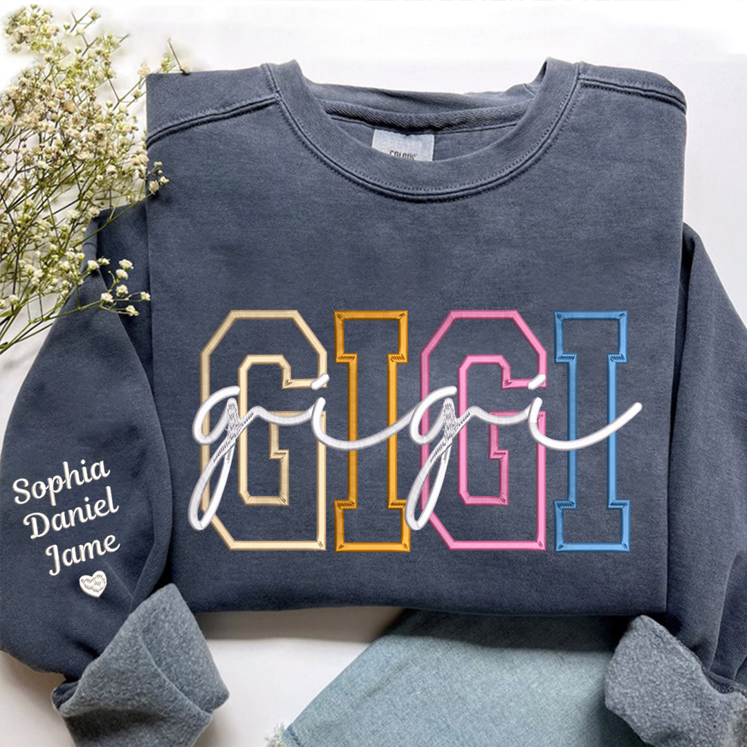 Nana Color Embroidery Nana and Grandkids Personalized Sweatshirt