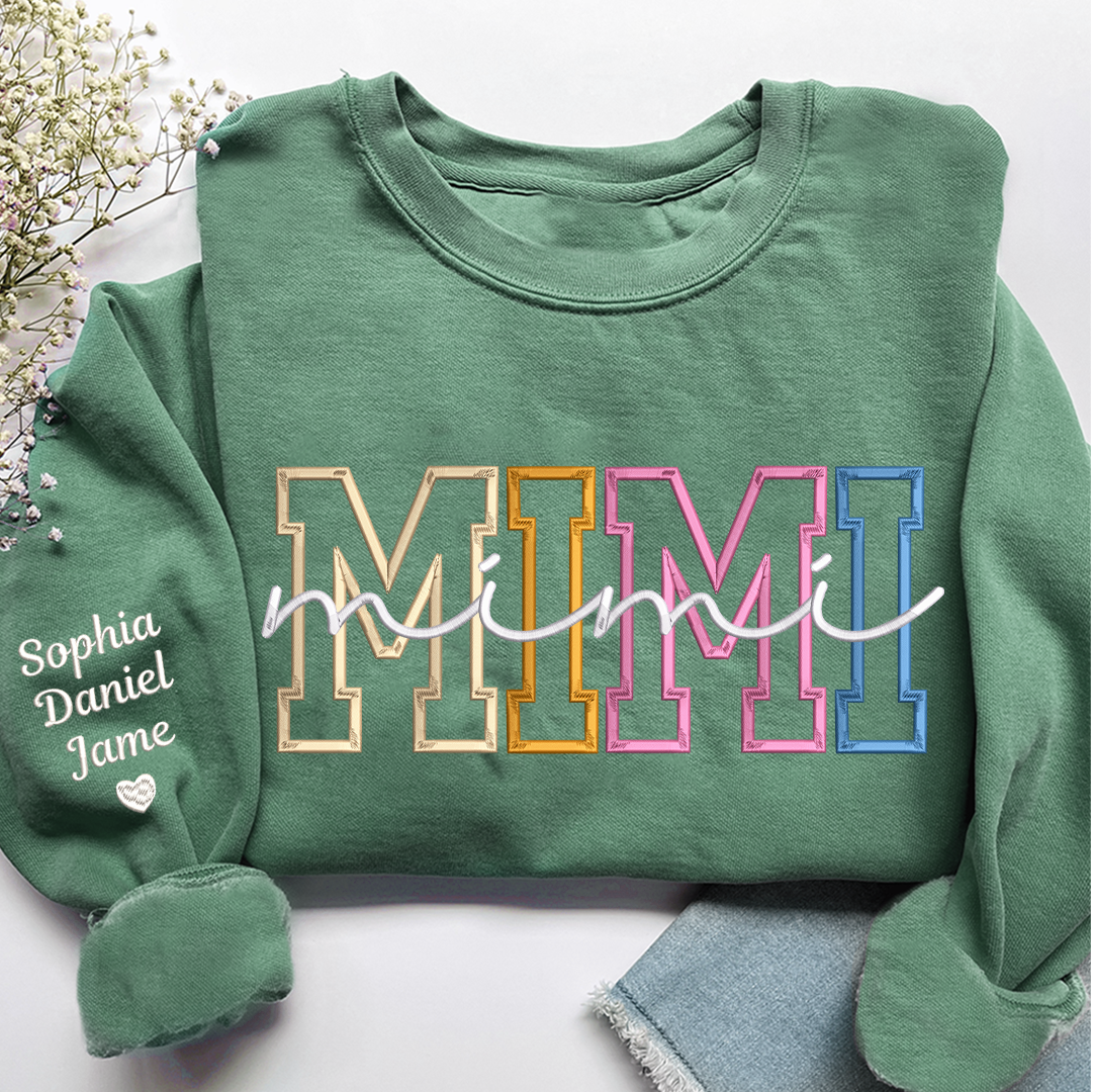 Nana Color Embroidery Nana and Grandkids Personalized Sweatshirt