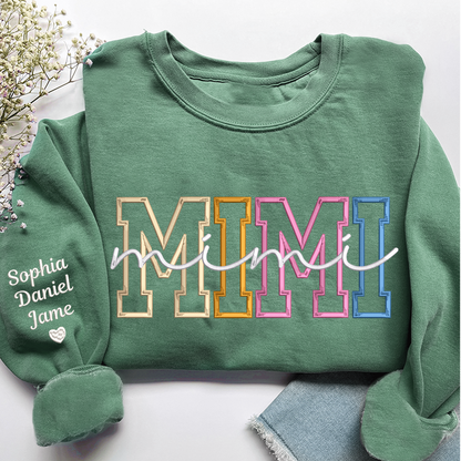 Nana Color Embroidery Nana and Grandkids Personalized Sweatshirt