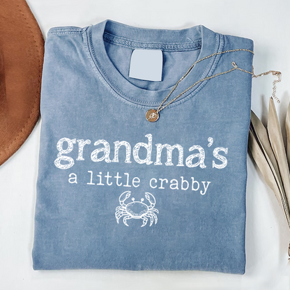 Comfort Colors® Grandma's A Little Crabby Shirt, Funny Grandma Beach Shirt, Coastal Summer Shirt for Women, Crab Lover Gift for Grandma, Vacation Shirt