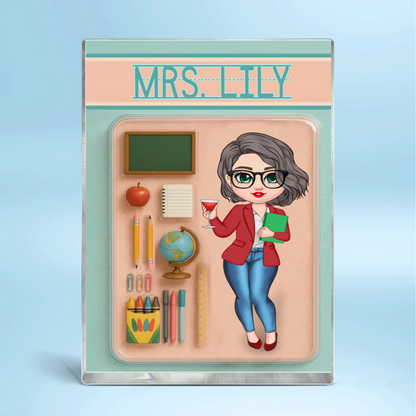 Effect Teacher Action Figure Pack Packaging Personalized Flat Rectangle Acrylic Block