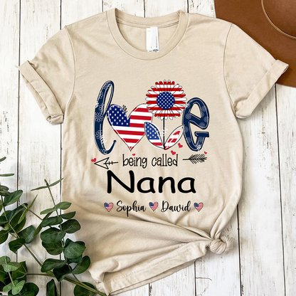 Custom Love Being Grandma USA Shirt, Personalized Nickname And Grandkids