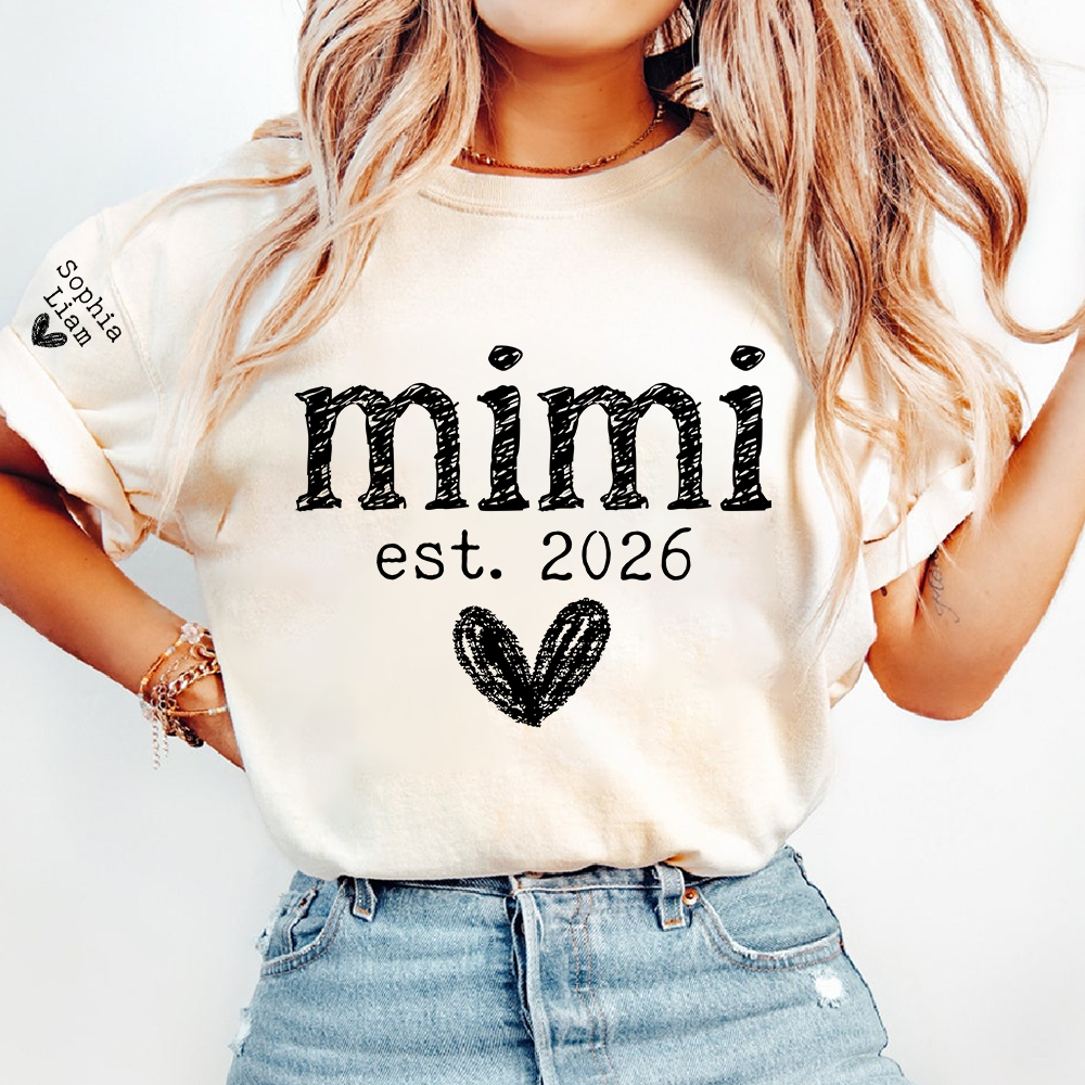 Mimi Est. 2026 Shirt, Personalized Mimi T Shirt, Custom Grandma Gift, Cute Heart Design for Mimi