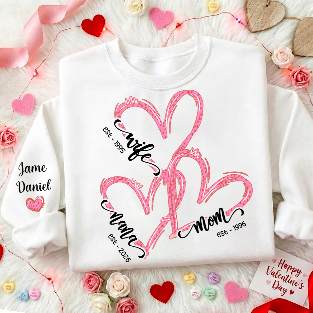 Wife Mom Nana And Grandkids Valentine Custom Sweatshirt