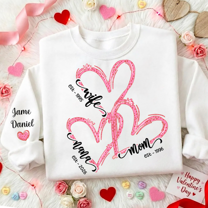 Wife Mom Nana And Grandkids Valentine Custom Sweatshirt