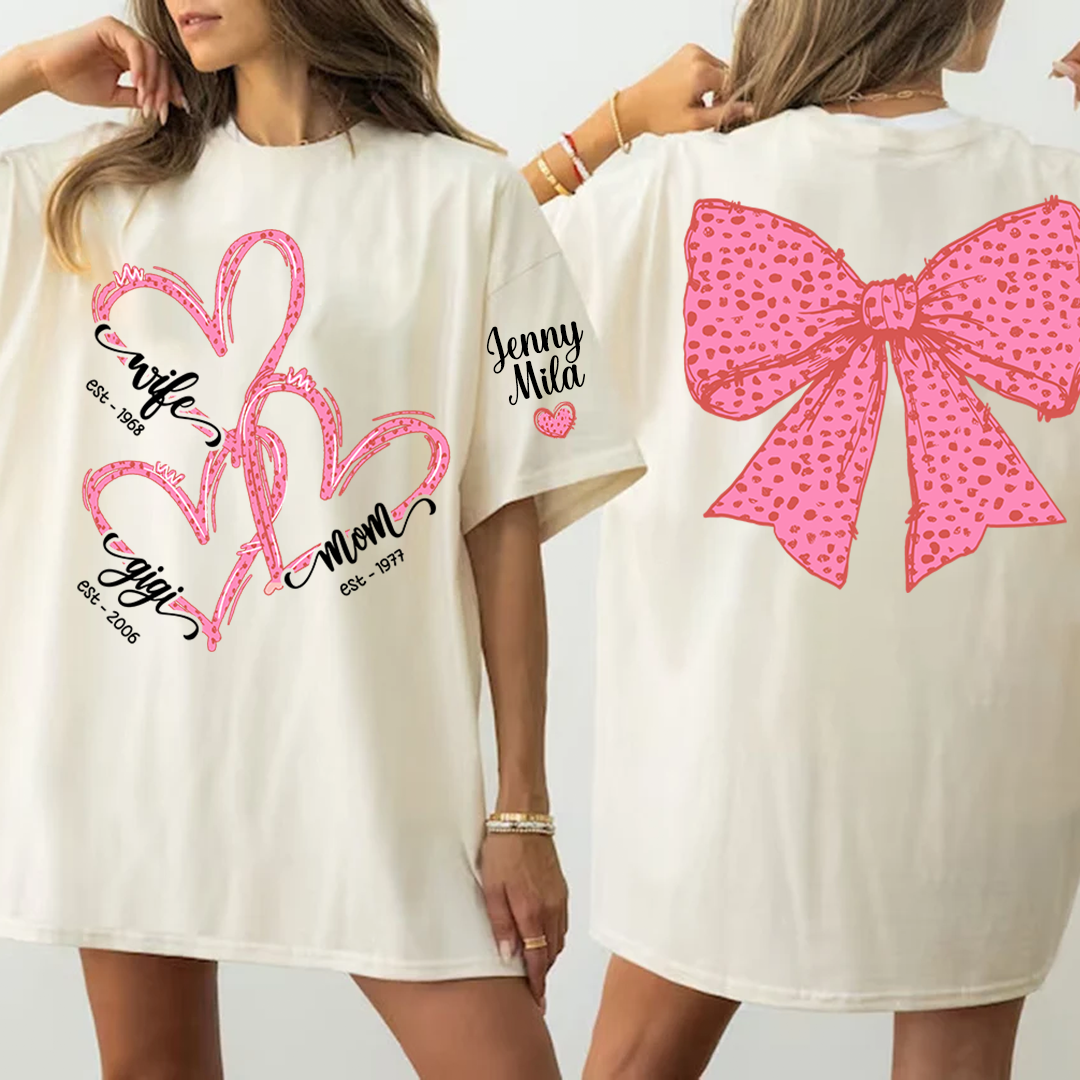 Wife Mom Nana And Grandkids Valentine Custom T-shirt