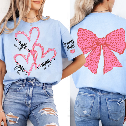 Wife Mom Nana And Grandkids Valentine Custom T-shirt