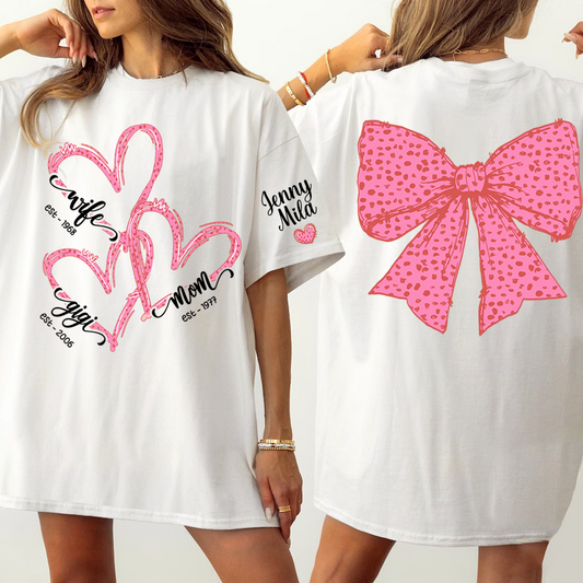 Wife Mom Nana And Grandkids Valentine Custom T-shirt