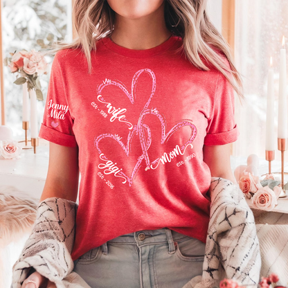 Wife Mom Nana And Grandkids Valentine Custom T-shirt