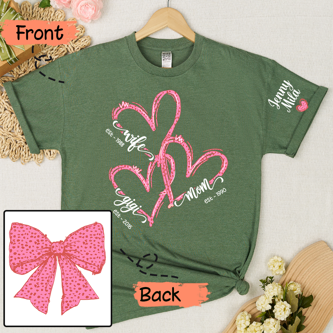 Wife Mom Nana And Grandkids Valentine Custom T-shirt