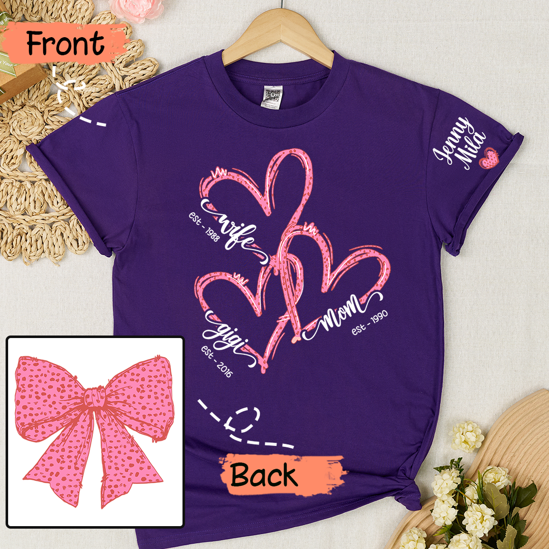 Wife Mom Nana And Grandkids Valentine Custom T-shirt