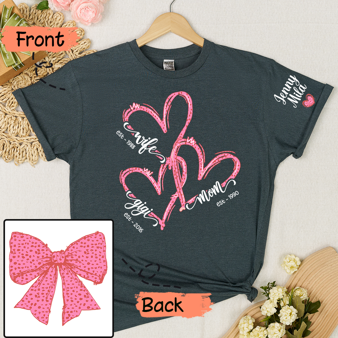 Wife Mom Nana And Grandkids Valentine Custom T-shirt