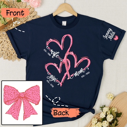 Wife Mom Nana And Grandkids Valentine Custom T-shirt