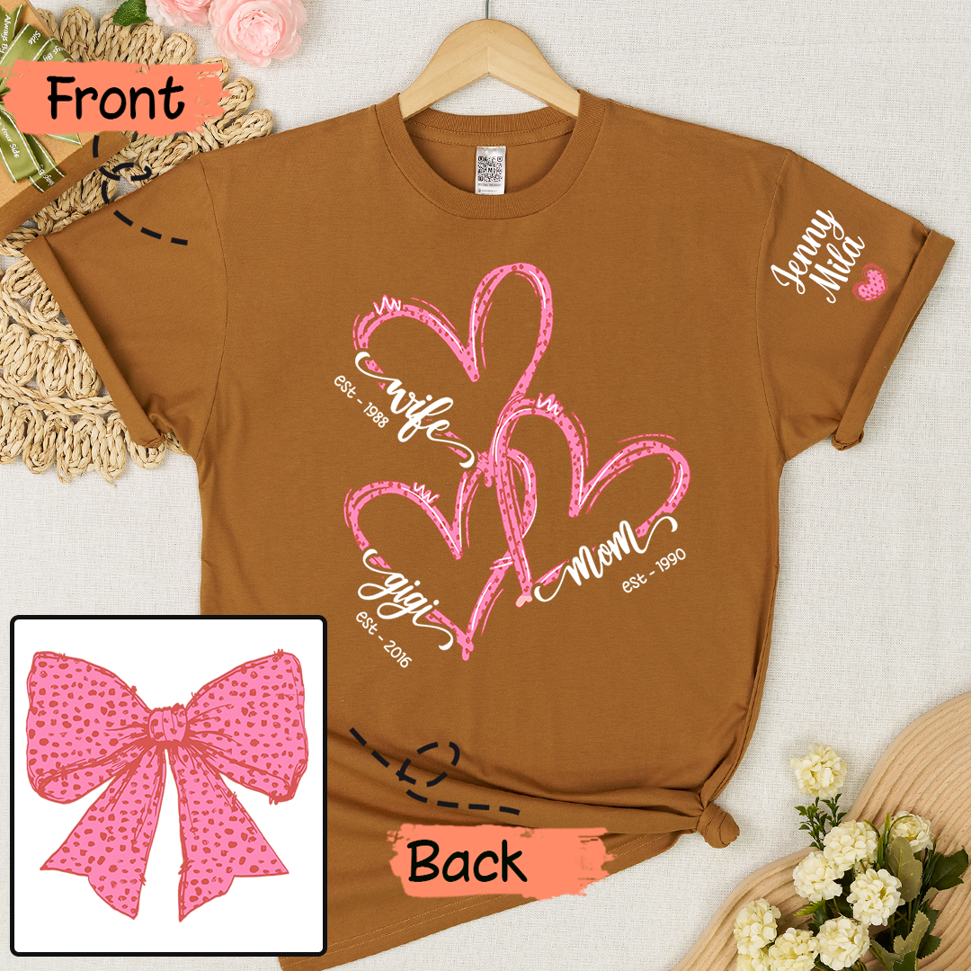 Wife Mom Nana And Grandkids Valentine Custom T-shirt