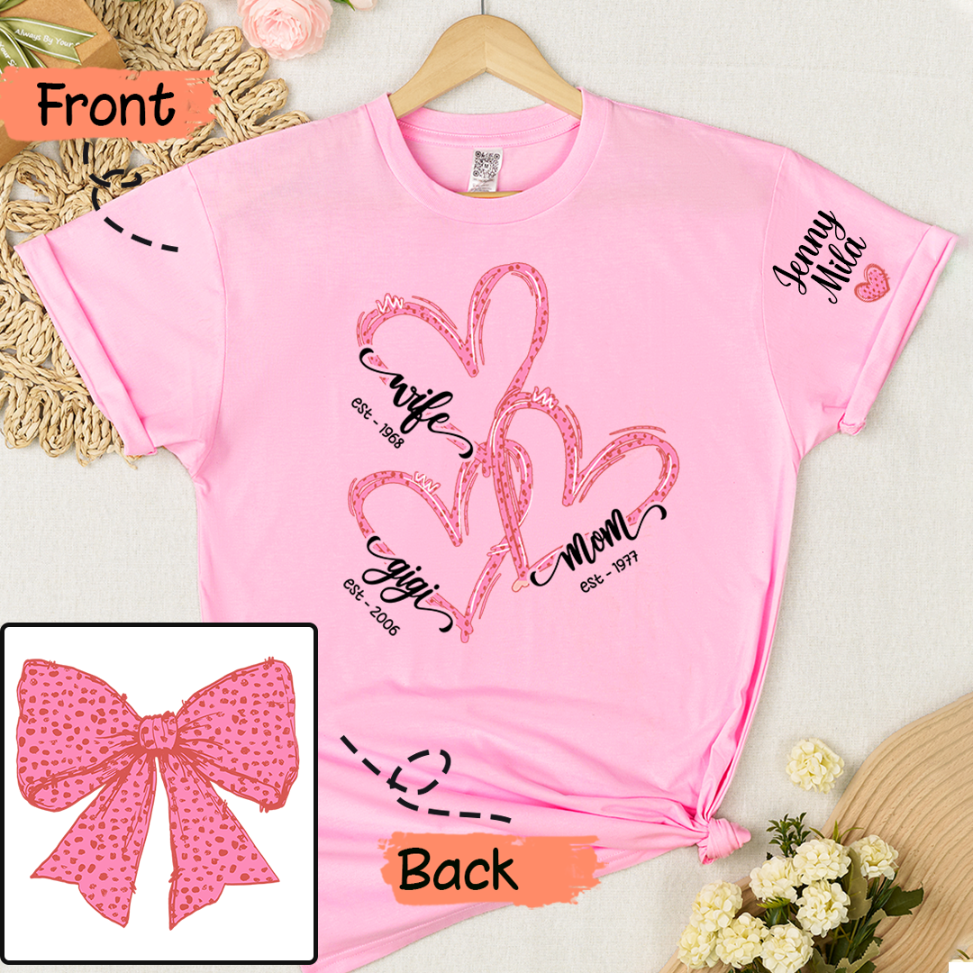 Wife Mom Nana And Grandkids Valentine Custom T-shirt
