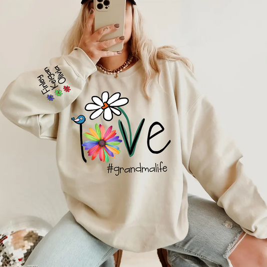 Personalized Love Grandma Life Flower CTH01 Sweatshirt