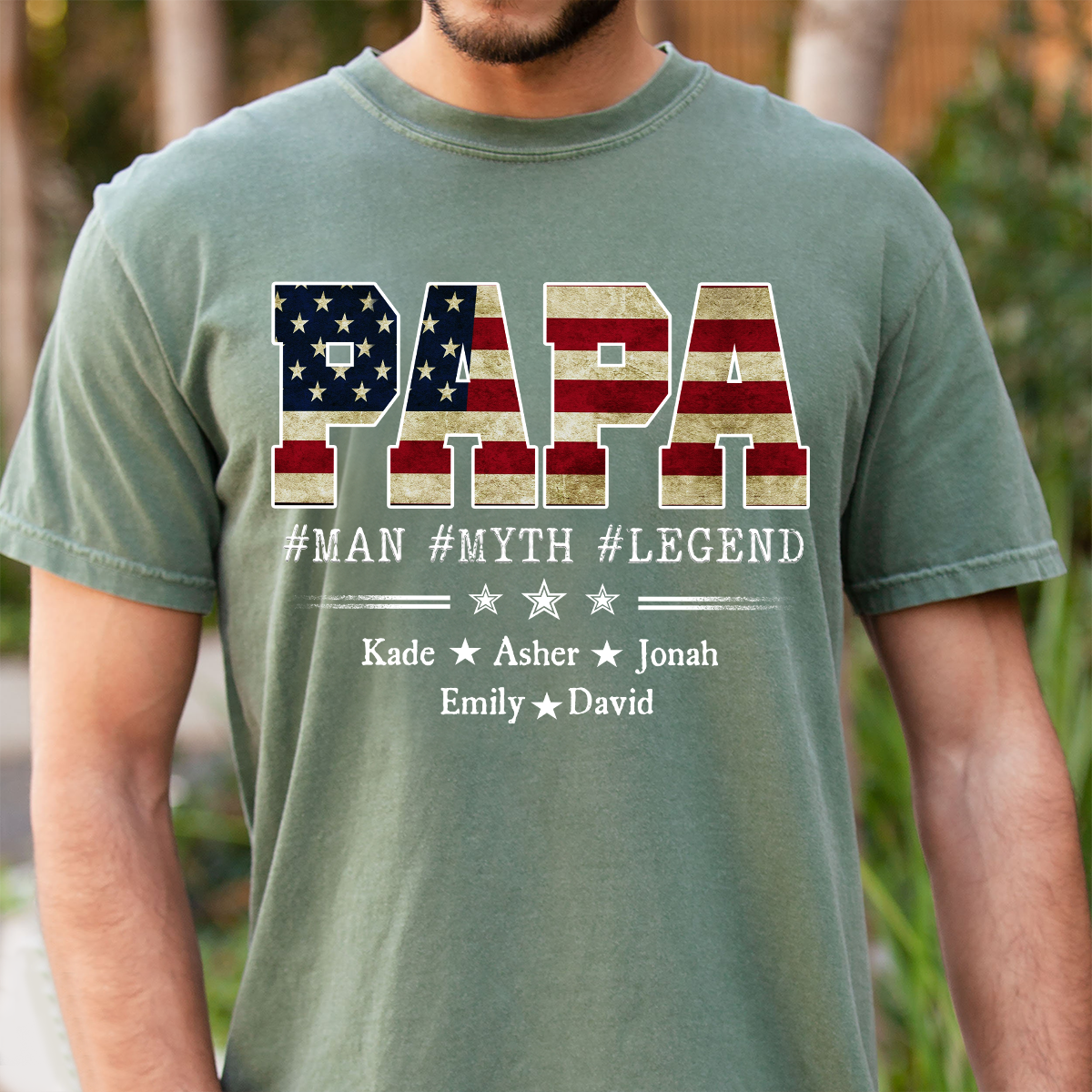 Papa Man Myth Legend Shirt, Custom Family Name Shirt, Patriotic Papa T-shirt, Personalized Father's Day Gift, Gift for Dad, Grandpa Shirt, Custom Name Tee
