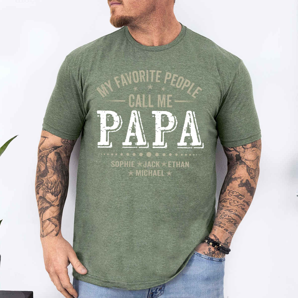 My Favorite People Call Me Papa Shirt with Kids Names, Custom Family Nickname for Dad Grandpa Birthday Father's Day Gift