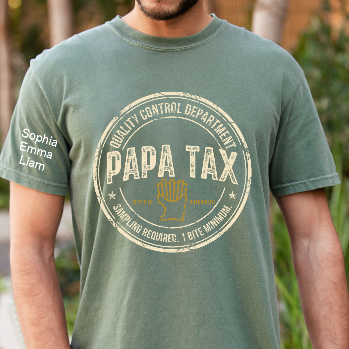 Personalized Papa Tax Shirt Custom Kids Names Sleeve, Funny Grandpa Dad Tax Department Shirt, Gift For Father's Day Birthday