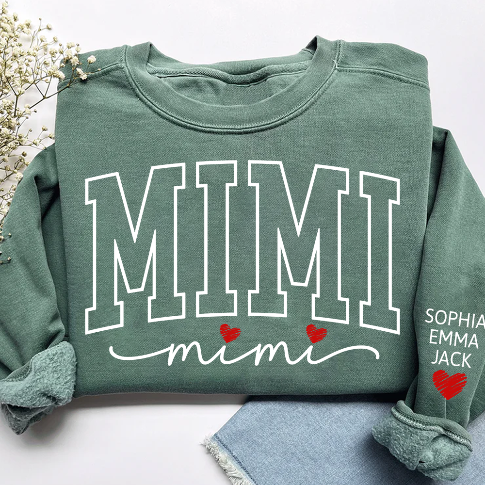 Personalized Mimi And Grandkids Heart Sweatshirt