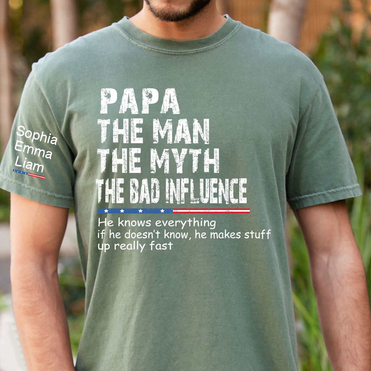 Personalized Dad Papa Grandpa Shirt, Custom Papa Legend Influence T-Shirt, Custom Birthday Fathers Day Gift, Funny Family