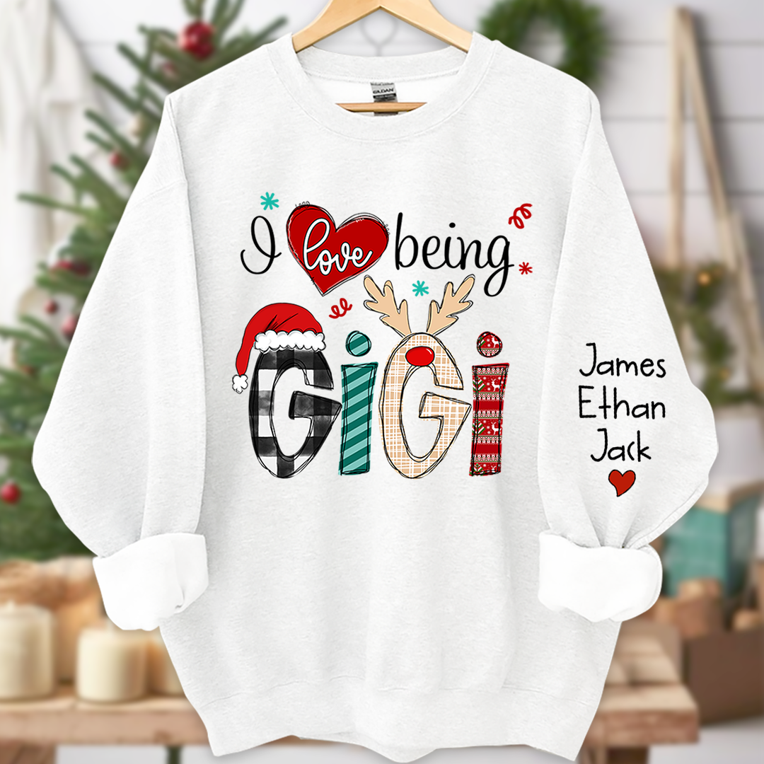 Christmas I love being Gigi Claus Sweatshirt, Merry Christmas Nana Sweatshirt, Custom Grandma Claus Christmas