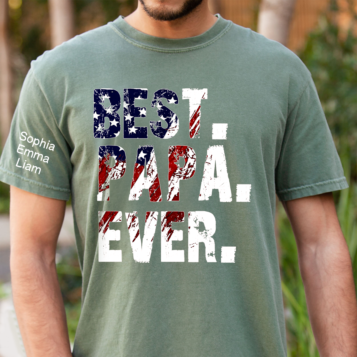 Best Papa Ever Shirt, Custom Grandpa T-shirt, Patriotic Family Gift, Father's Day Shirt, Personalized Name Shirt, Gift for Dad, Custom Family T-shirt