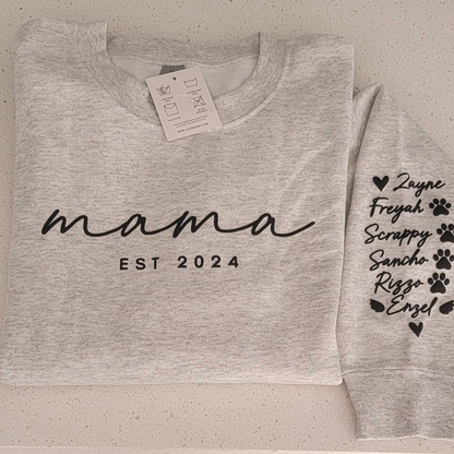 Personalized Puff Grandma Sweatshirt Est Year with Grandkids Names on Sleeve, Mothers Day Gift, Birthday Gift for Grandma