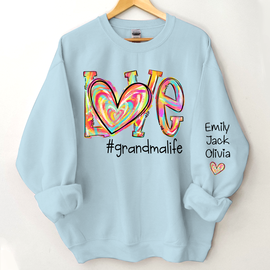 Love Grandma Life Fall Autumn Color Clipart And Grandkids Sweatshirt