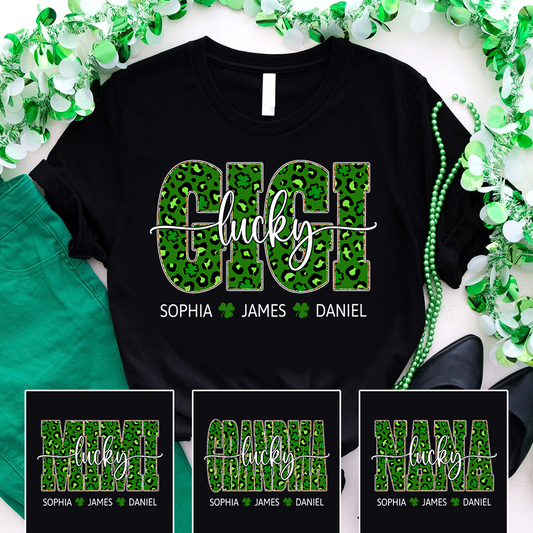 Lucky Gigi Shirt St Patrick’s Day, Personalized Gigi Shamrock Name Shirt