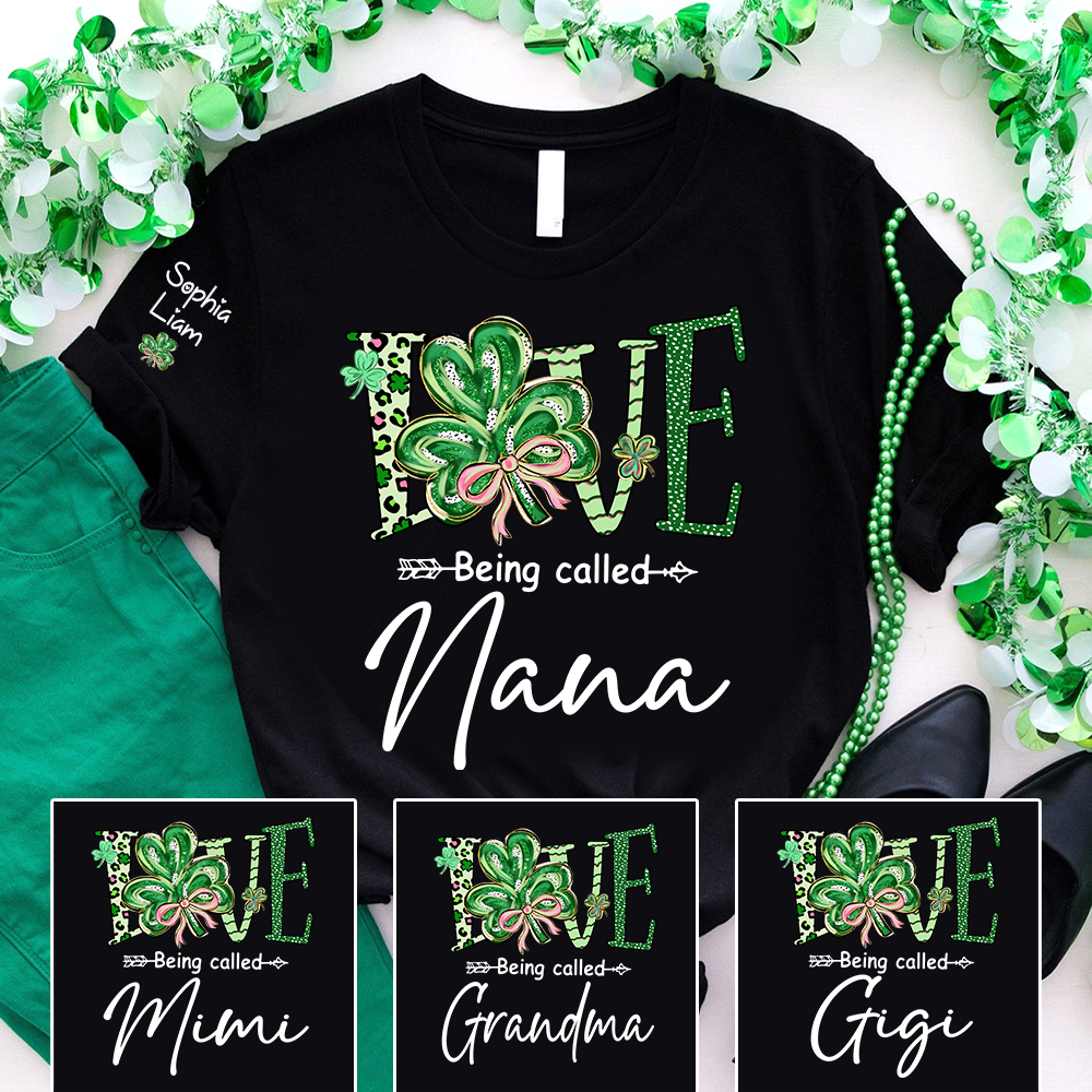Personalized Nana Shirt St Patricks Day Shamrock Design, Custom Nana T Shirt With Names