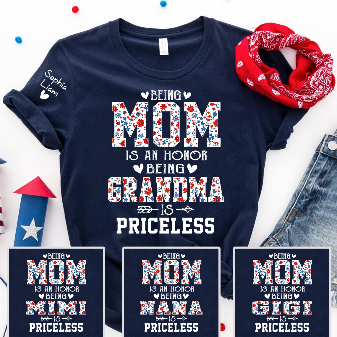 Being Mom is an Honor Being Grandma is Priceless Shirt, Custom Grandma Tee with Kids Names, Gift for Mother and Grandma