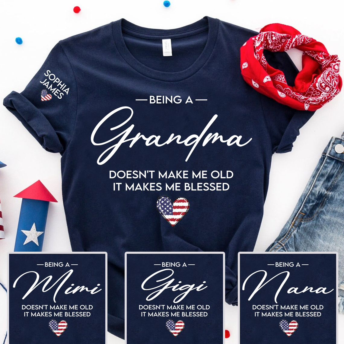 Grandma Shirt Being a Grandma Makes Me Blessed with Kids Names Custom Family T Shirt for Women