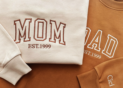 Embroidered Custom Name Mom, Dad, Grandma, Grandpa Sweatshirt