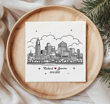 Personalized Wedding Skyline Couple Name  Napkinds