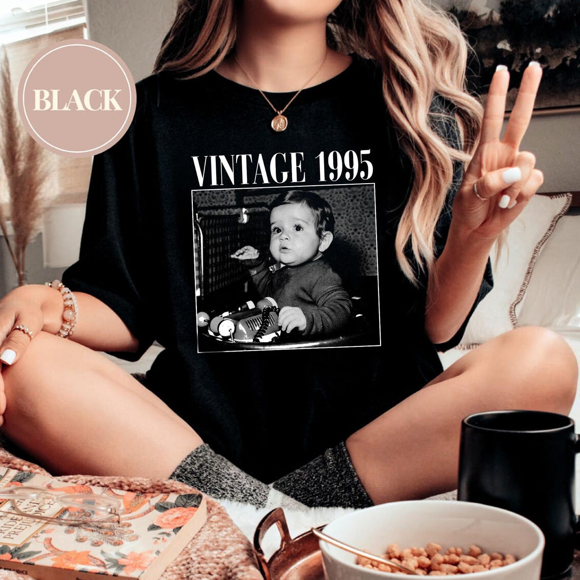 Personalised Vintage Photo And Year Shirt, Custom Picture Birthday Shirt