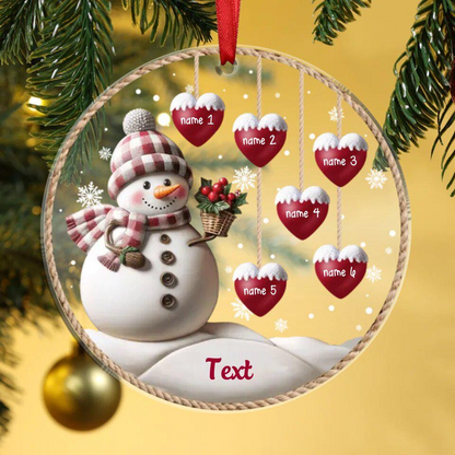 Personalized Family Names Christmas Ornament – Custom Acrylic Snowman Family Hanging Ornament, Heartwarming Christmas Gift for Grandma and Family