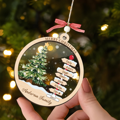 Personalized Family Name Ornament – Custom Christmas Tree Decoration 3-Layer Wooden And Acrylic, Unique Holiday Keepsake Gift for Families 2025