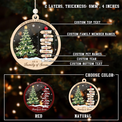 Personalized Family Name Ornament – Custom Christmas Tree Decoration 3-Layer Wooden And Acrylic, Unique Holiday Keepsake Gift for Families 2025