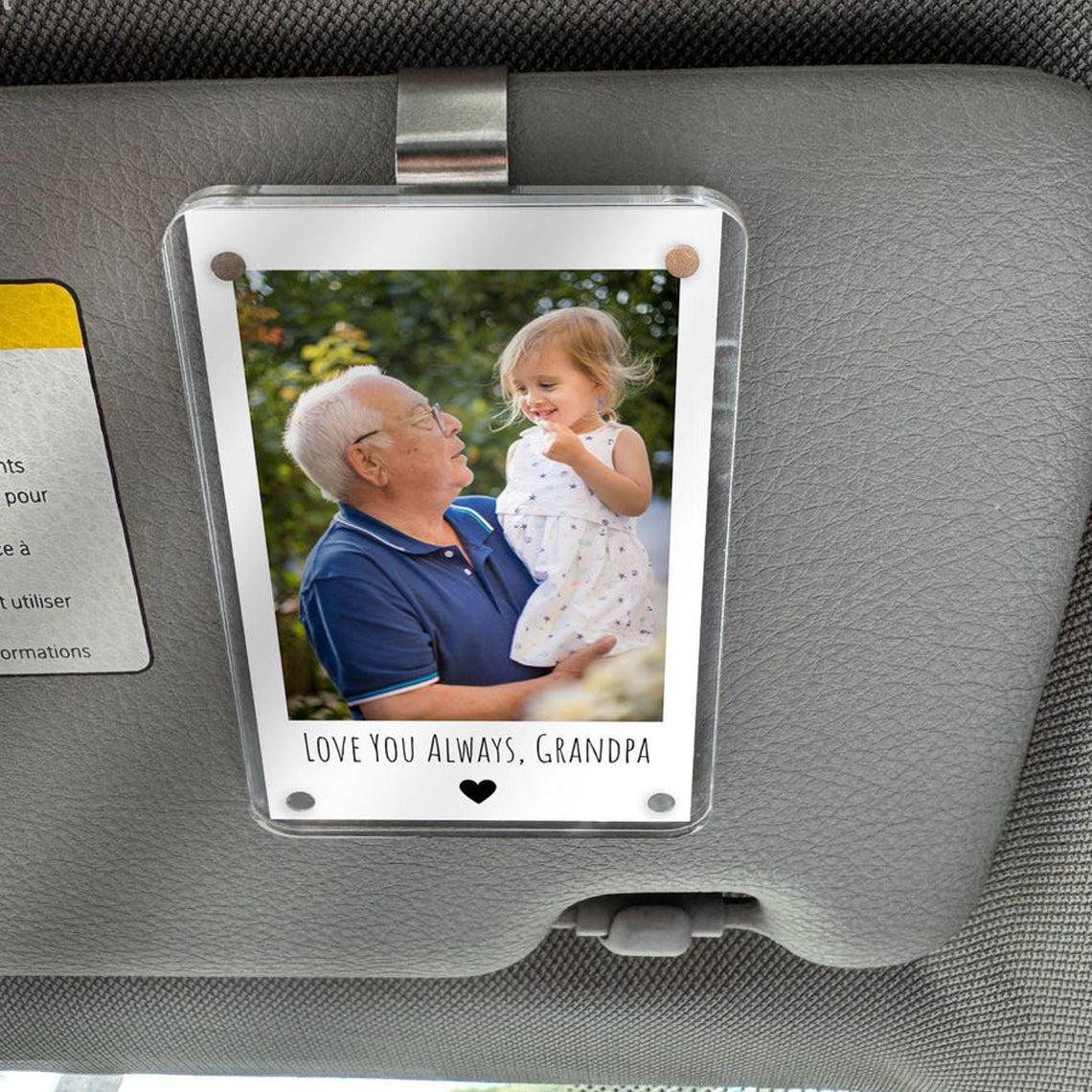 Custom Photo Grandpa Gifts Car Visor Clip, Custom Grandpa Birthday Gift for Him, Personalized Father’s Day Gifts for Dad, Papa Gifts from Grandkids