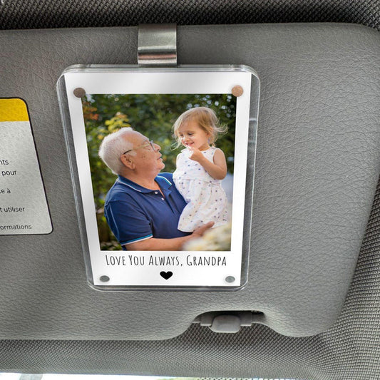 Custom Photo Grandpa Gifts Car Visor Clip, Custom Grandpa Birthday Gift for Him, Personalized Father’s Day Gifts for Dad, Papa Gifts from Grandkids