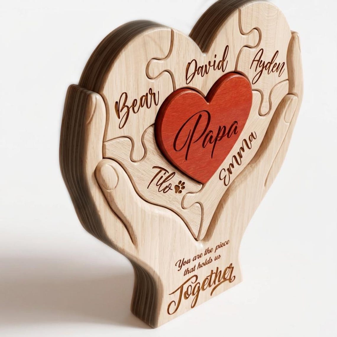 Personalized Fathers Day Wooden Puzzle, You Are The Piece That Holds Us Together Sign, Custom Gift For Dad From Kid, Printed Family Puzzle