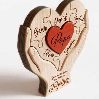 Personalized Fathers Day Wooden Puzzle, You Are The Piece That Holds Us Together Sign, Custom Gift For Dad From Kid, Printed Family Puzzle