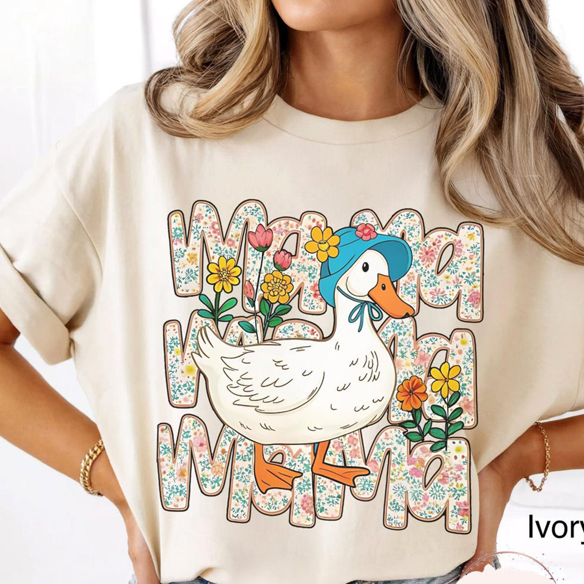 Comfort Colors® Custom Mama Duck Shirt, Personalized Mama Tee with Floral Design, Gift for Mother's Day