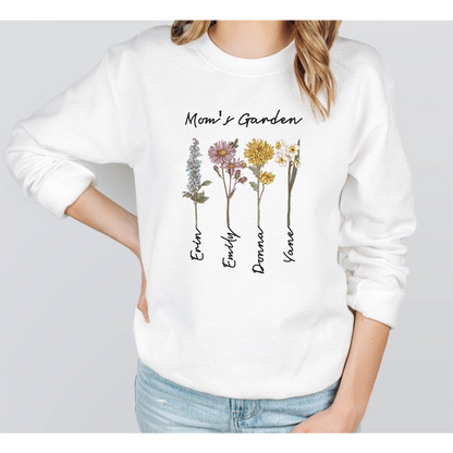 Grandma's Garden, Custom Birthflower Sweatshirt, Gift for Grandma, Love Grows Here Sweatshirt
