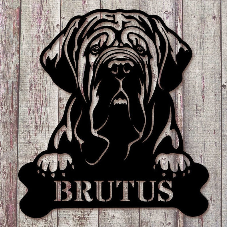 Godmerch- Cut Metal Sign- Dog Sign, Personalized Metal Monogram Sign - Pet Name Sign - Dog House - Home Decor