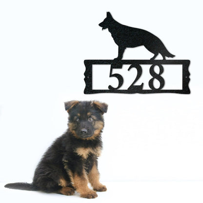 Dog House Numbers - German Shepherd Metal Address Plaque for House, Address Number, Metal Address Sign