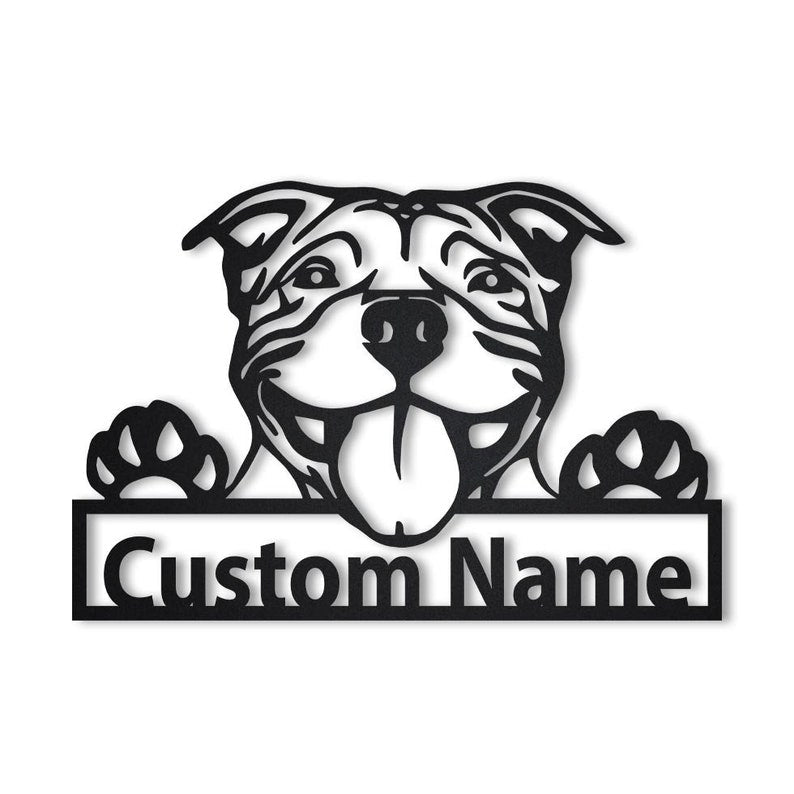 Personalized American Pit bull Dog Metal Sign Art, Custom American Pit bull Metal Sign, Pit Bull Dog Gifts
